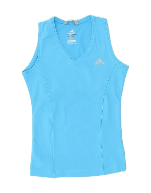 Youthful ADIDAS Womens Clima 365 Vest Top UK 10 Small Blue Polyester