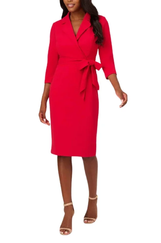 Slim Fit Adrianna Papell AP1D105115 - Collared V-Neck Knee Length Formal Dress
