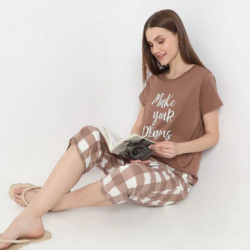 Party Wear Text Print Straight Lounge T-Shirt