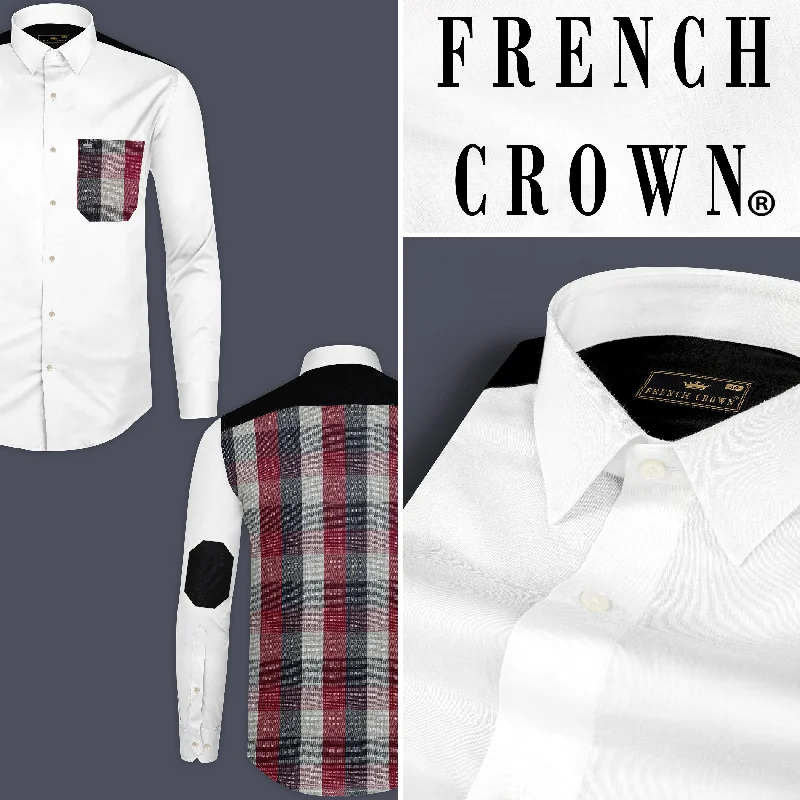 Dynamic Fashion Bright White with Black Checkered Super Soft Premium Cotton Shirt