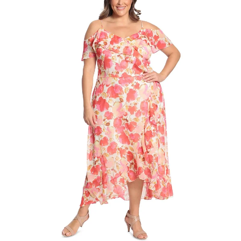 Comfortable down London Times Womens Plus Floral Ruffled Maxi Dress