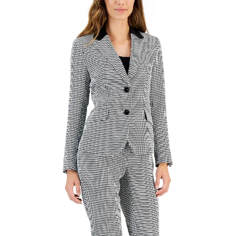 Fresh And Natural Kasper Womens Petites Houndstooth Suit Separate Two-Button Blazer