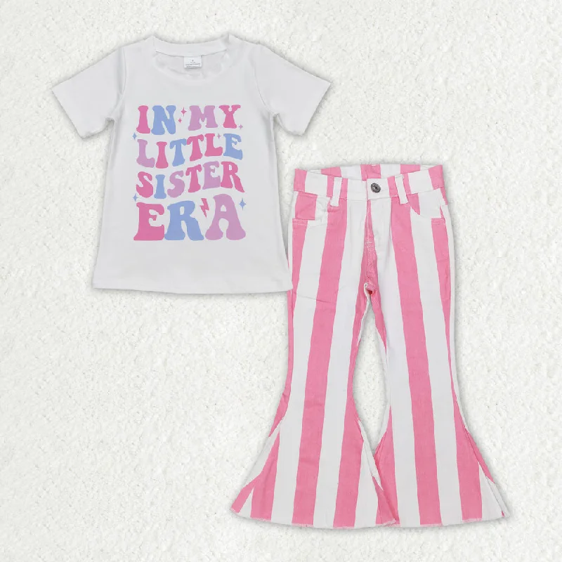 Minimal Style GSPO1595 In My Little Sister Era Top Pink Denim Pants Set