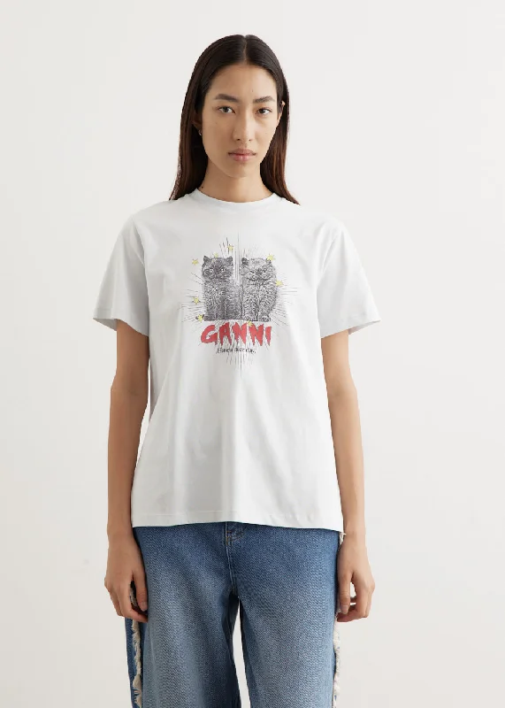 French Style Basic Jersey Kittens Relaxed T-Shirt