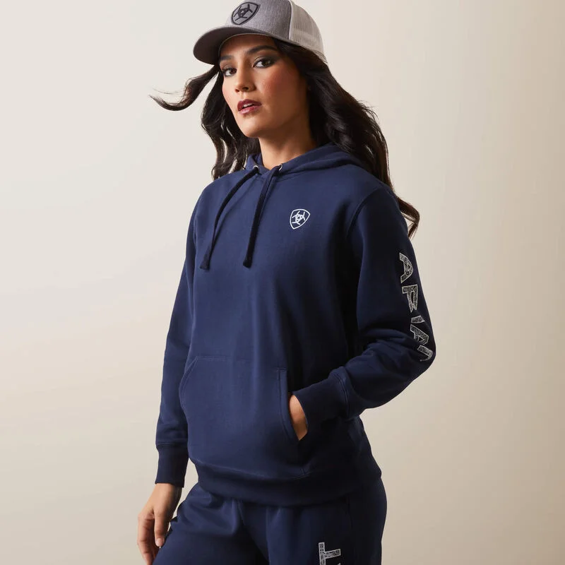Fresh And Natural Ariat Women's Ariat Logo Hoodie, Navy Eclipse