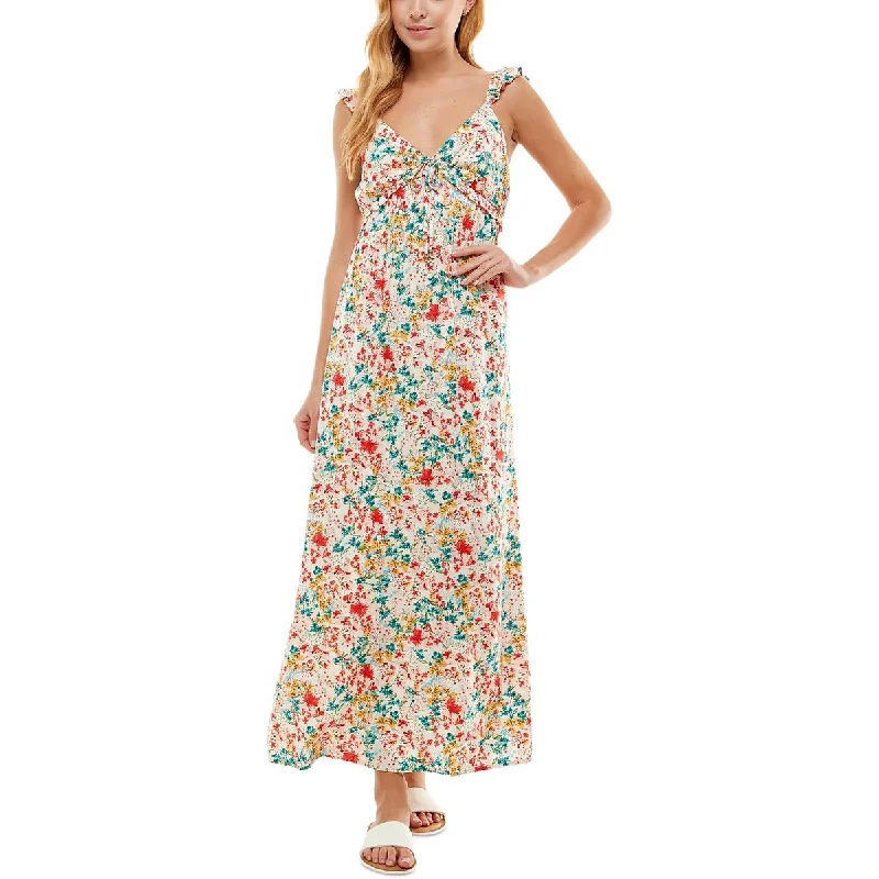 Multi-functional style Kingston Grey Womens Juniors Floral Print Long Maxi Dress