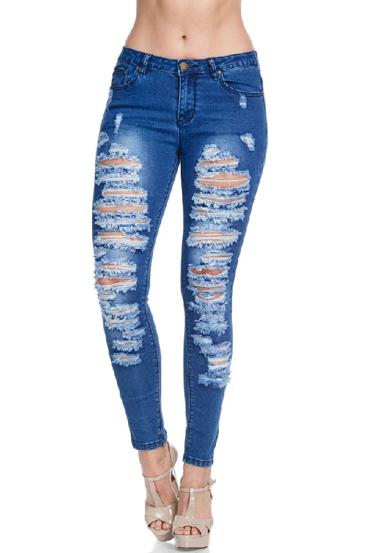 Knowledge And Elegance Low-Rise Destroyed Skinny Jeans