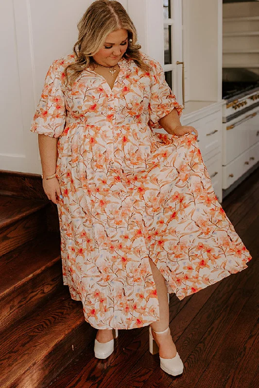 Warm And Comfortable Bellini's Please Floral Midi Dress Curves