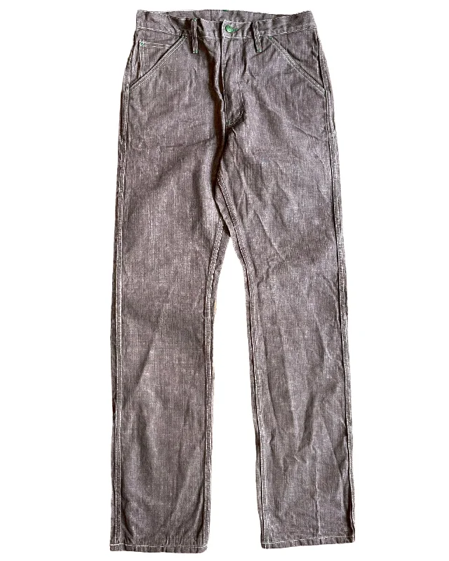 High-waisted pants style Nihon Menpu 13 oz brown broken twill Work Uniform jeans