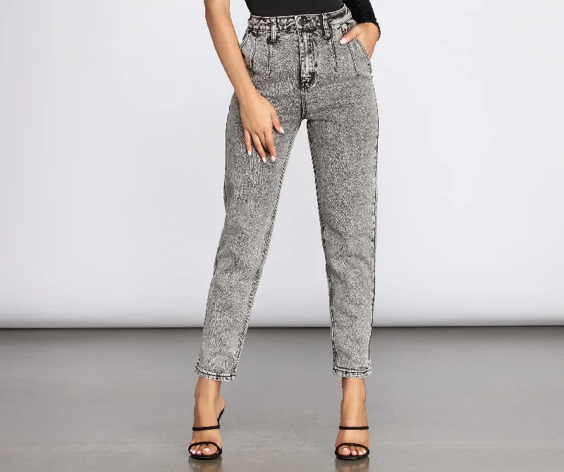 Double-sided Wear High Rise Acid Wash Skinny Jeans