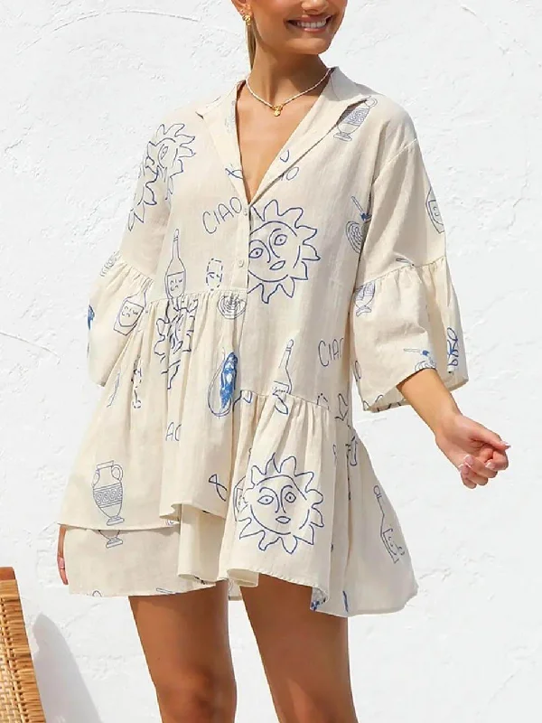 Girl Style Ethnic Style Loose Charming Shirt Short Dress