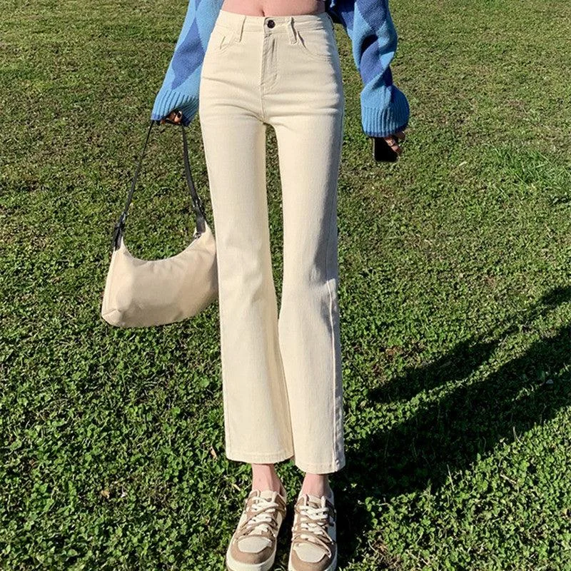 Eye-catching Personality Split Straight Jeans Women High Waist Skinny