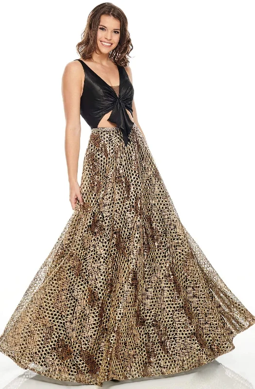 Outdoor Trend Rachel Allan Prom - 7031 Sexy V-Neck Mid Cut-Out A-Line Dress