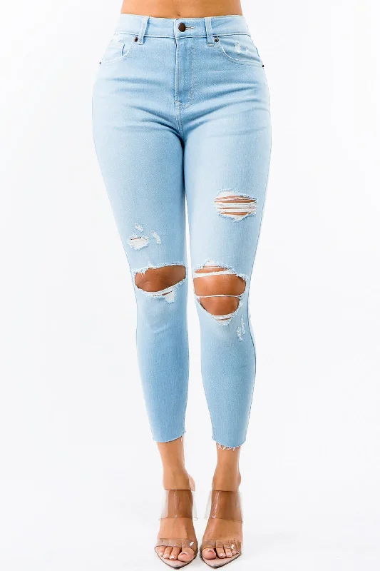 Moisture wicking Women's Essential High Rise Distressed Skinny Jeans