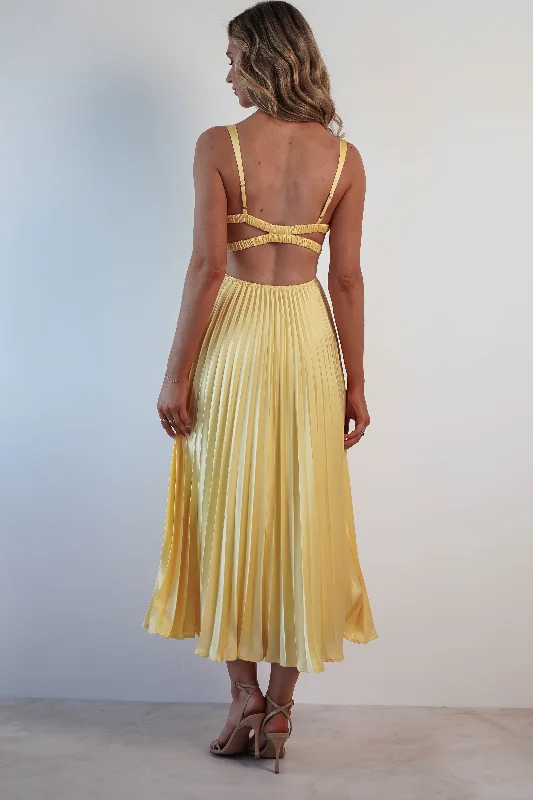 Street Charm Cheri Pleated Midaxi Dress | Yellow