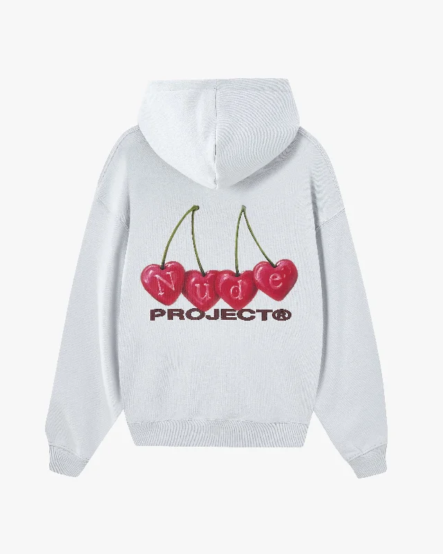 Eye-catching Personality CHERRY HOODIE ICE GREY