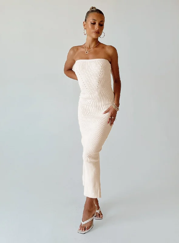 Diamond Series Jayan Strapless Midi Dress White