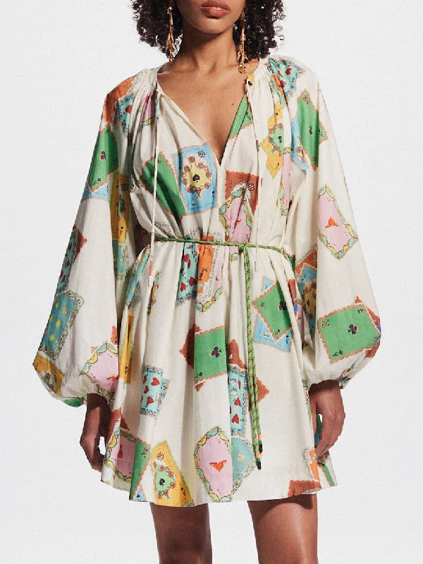 Eye-catching Personality Unique Art Print Bubble Graceful Long Sleeve Versatile Mini Dress