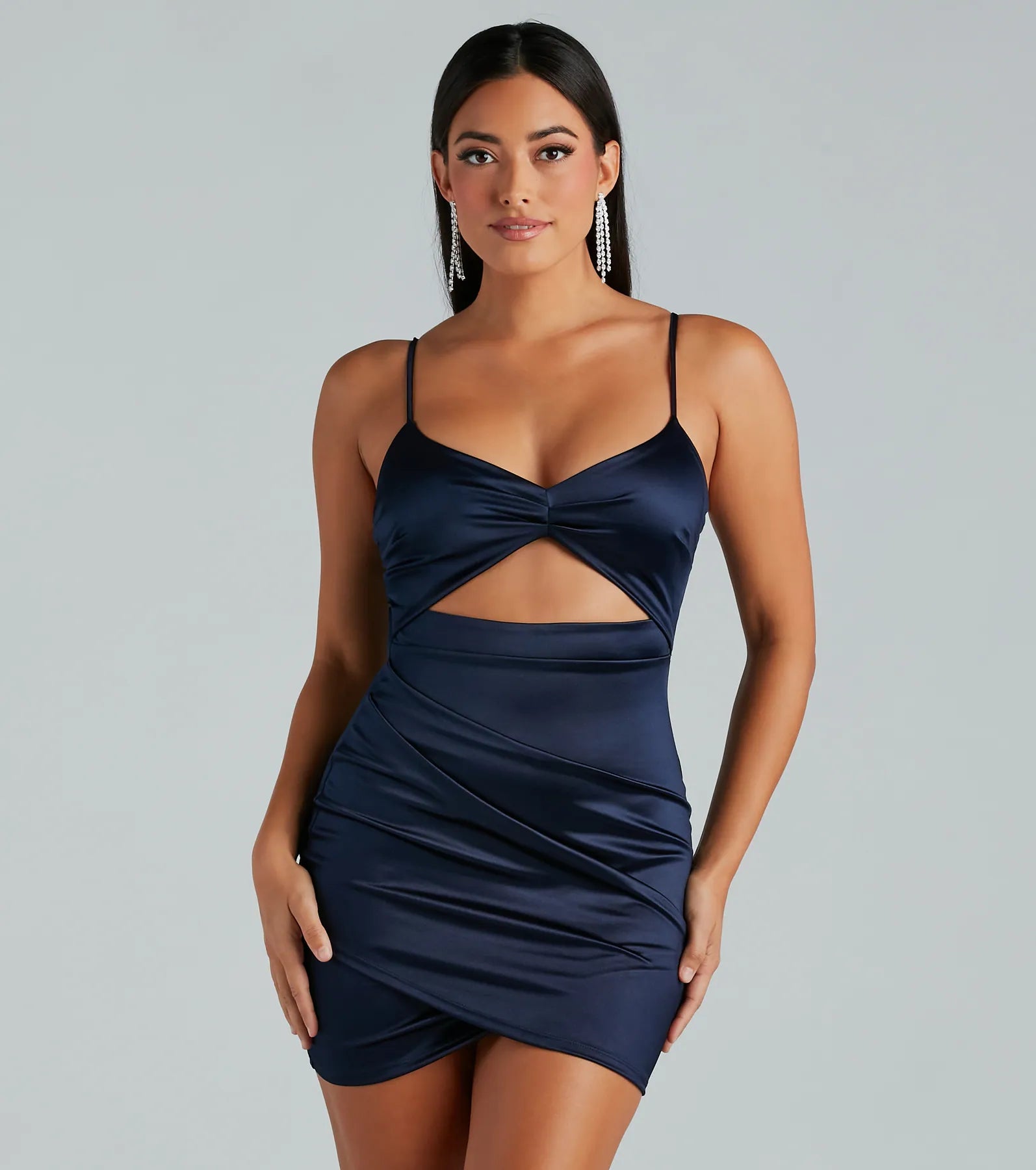 Casual And Versatile Major Heat Satin Cutout Mini Dress