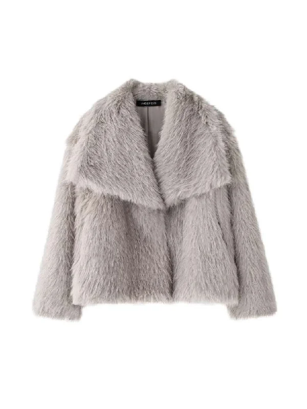 Customized Version Fake Fur Lapel Baggy Winter Short Coats