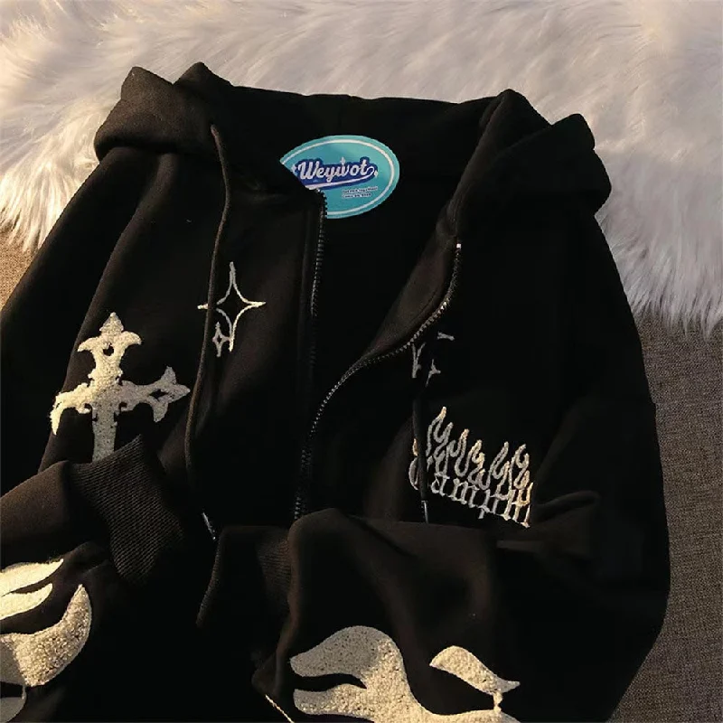 Urban Style DressBetty - Gothic Street Embroidered Hoodie