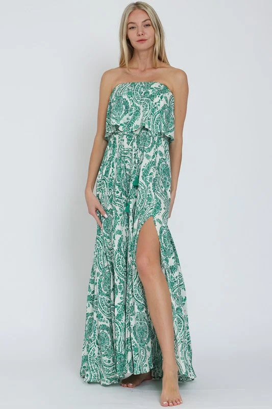 Beautiful Romance Tida Sleeveless Paisley Print Maxi Dress Green