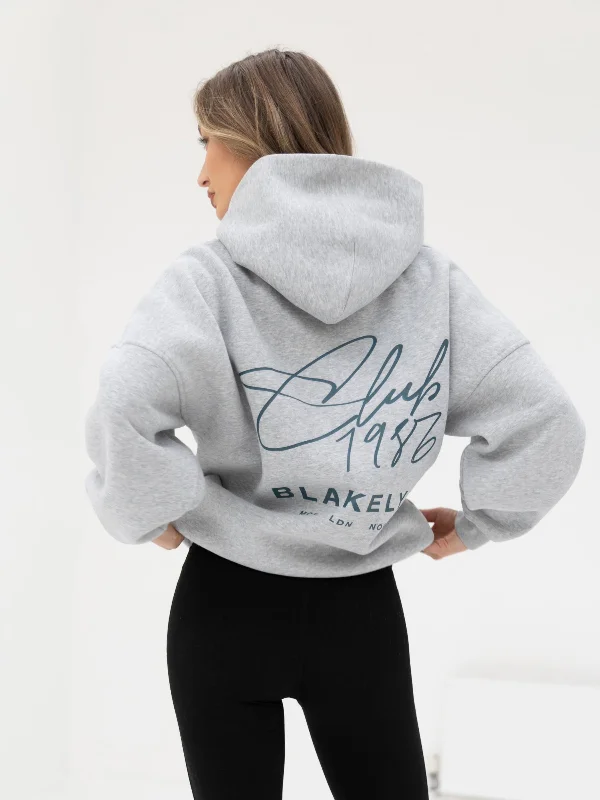 Cool Breeze At Night Club Oversized Hoodie - Marl Grey & Teal