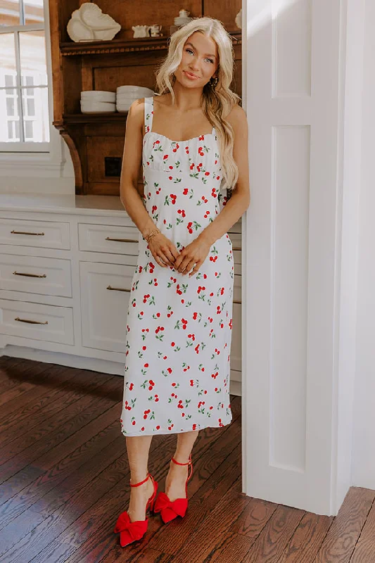 Embroidered Letters Sweet Like Cherry Pie Midi Dress