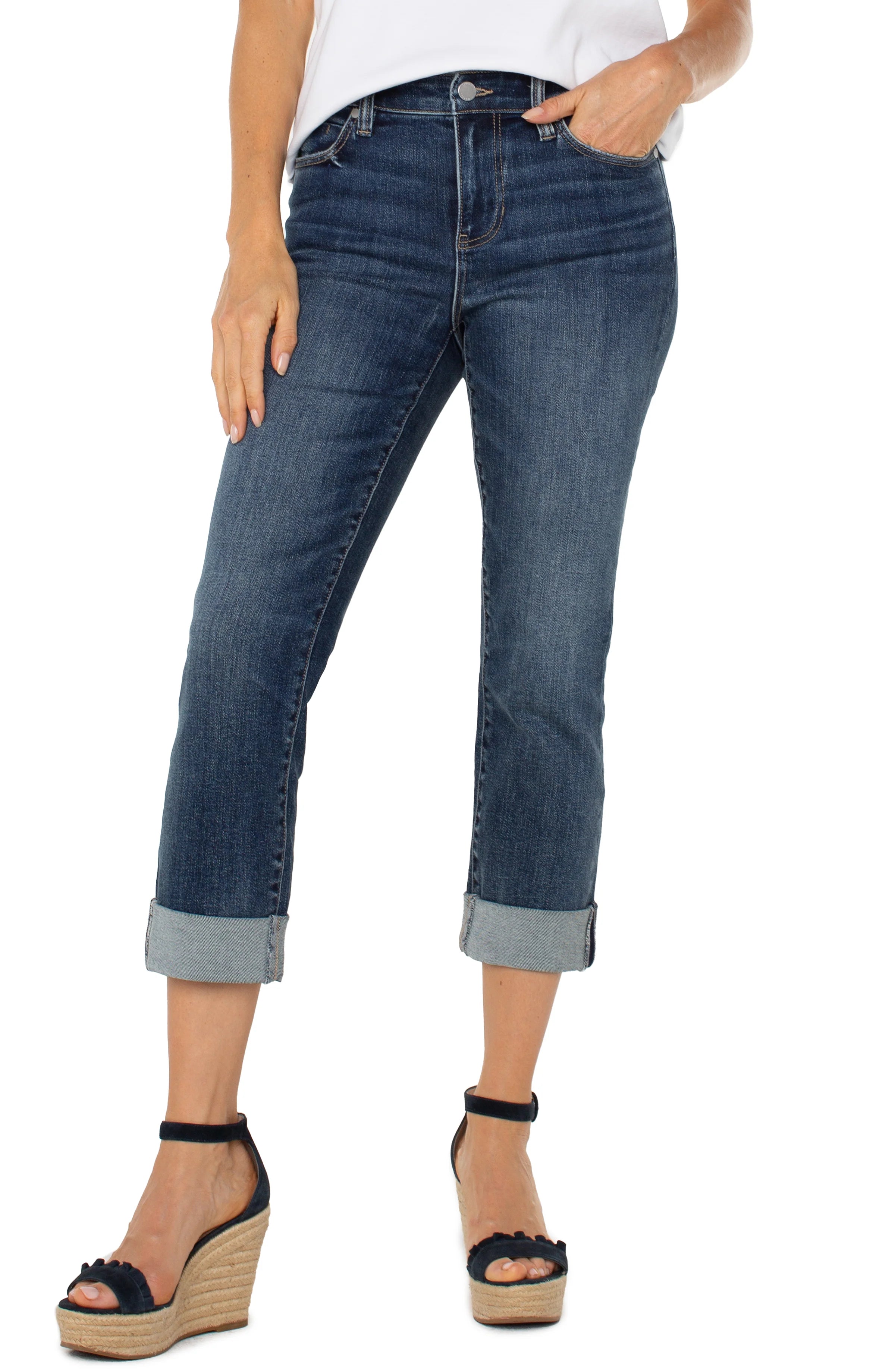 Cool Summer Liverpool Charlie Crop Wide Rolled Cuff Skinny Wells