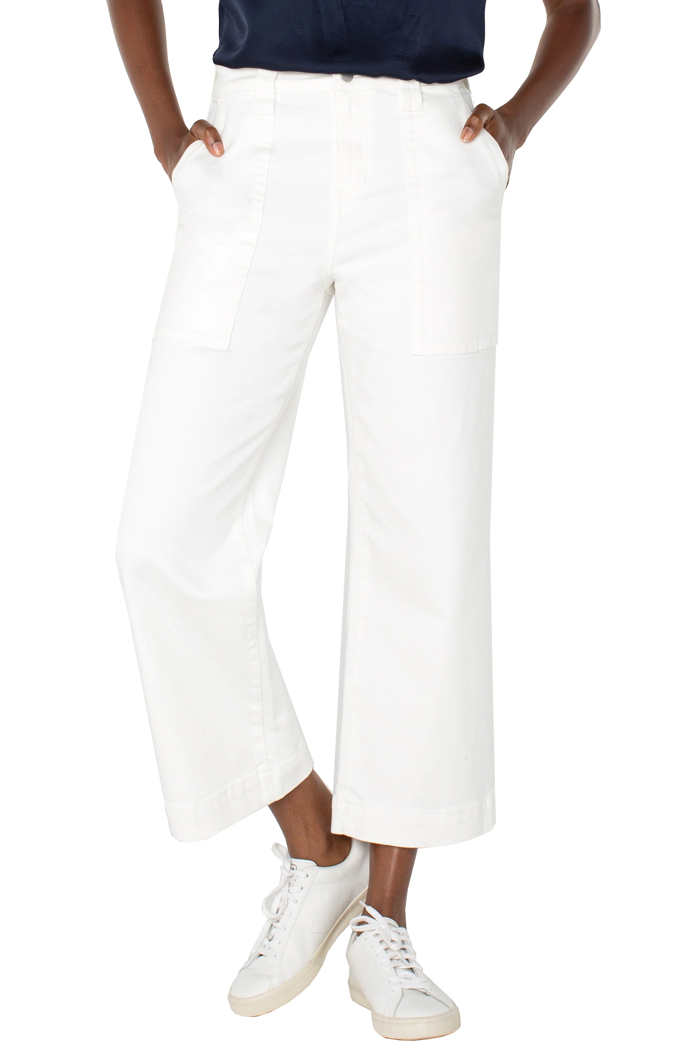 Noble Temperament Liverpool The Stride Hi-Rise Crop Wide Leg Bone White