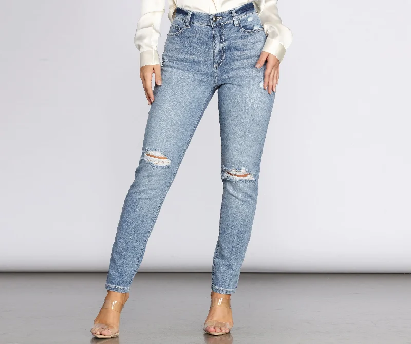 Sweet Girl High Rise Distressed Boyfriend Jeans