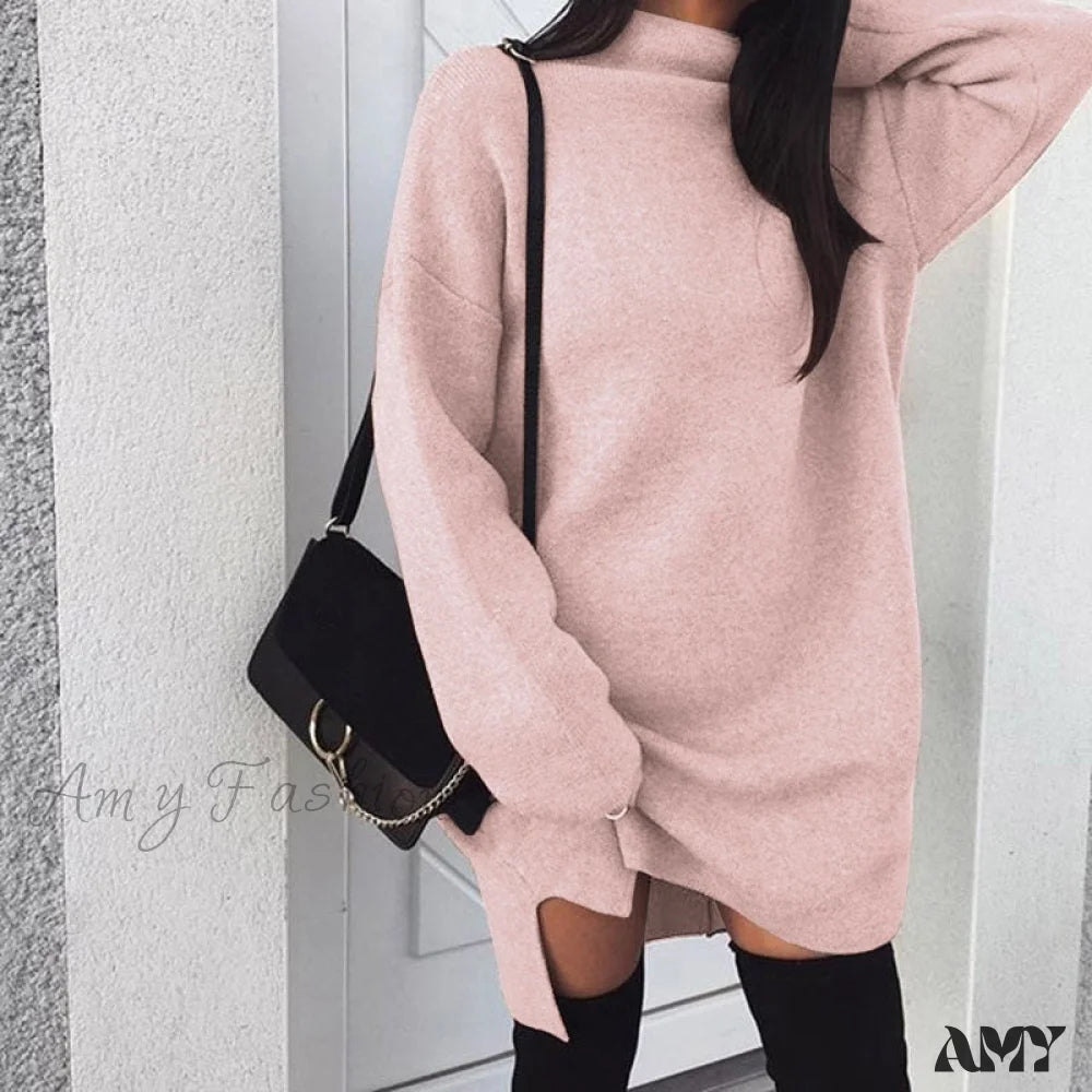 Casual Street Amy Fashion - Fashion Turtleneck Elegant Lady Mid-length Dress