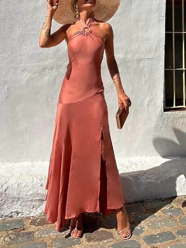 Cool Summer Halterneck Strapless Ring Charming Strap Irregular Dress