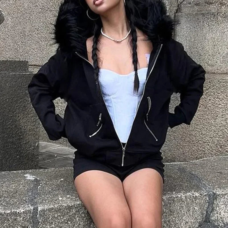 Bottom And Versatile Gothic Graphic Print Rhinestones Zip Up Streetwear Hip Hop Hoodie Bottom And Versatile Gothic Graphic Print Rhinestones Zip Up Streetwear Hip Hop Hoodie