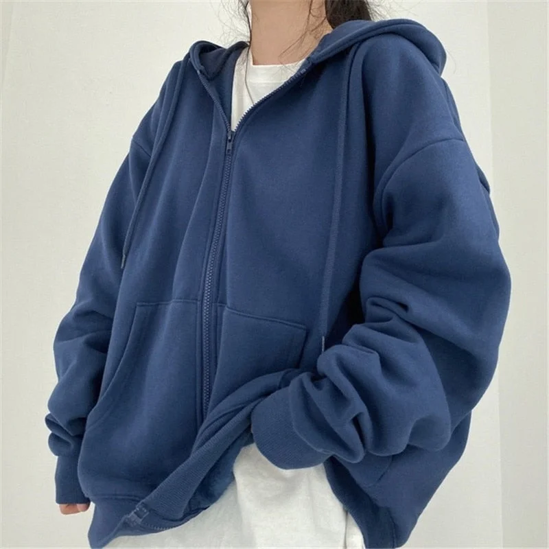 Multi-functional style DressBetty - Korean Version Oversized Solid Color Hoodies