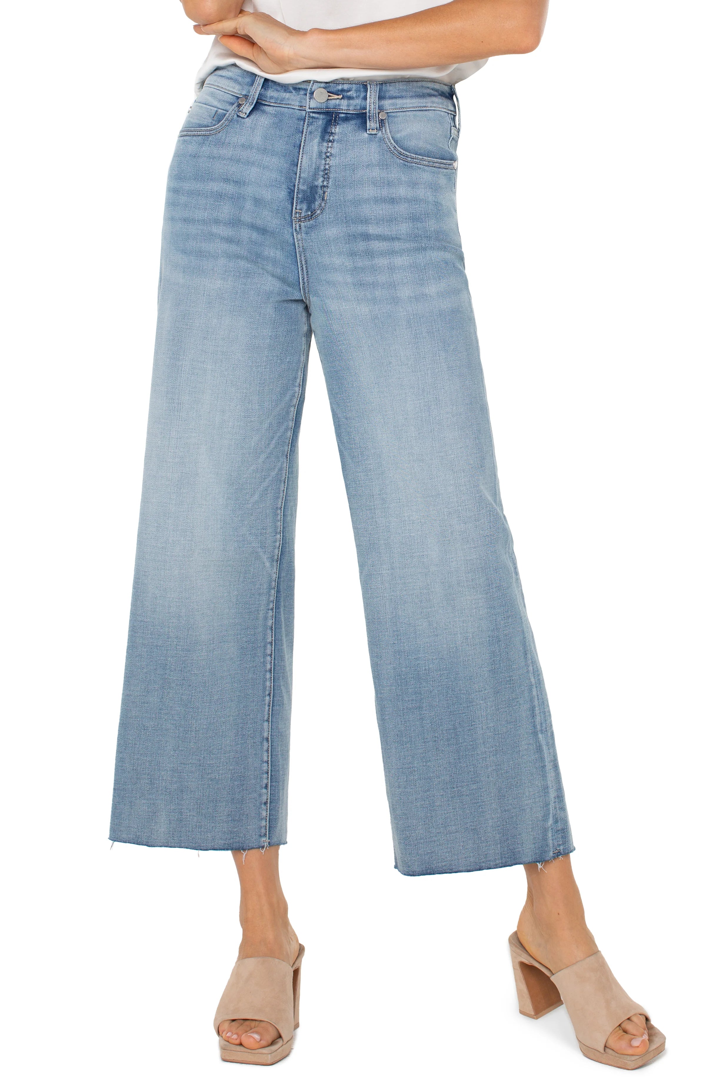 Floral Prints Liverpool Stride Hi-Rise Crop With Cut Hem Weir Canyon