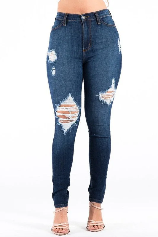 Elegant And Noble Dark Wash Skinny Jeans