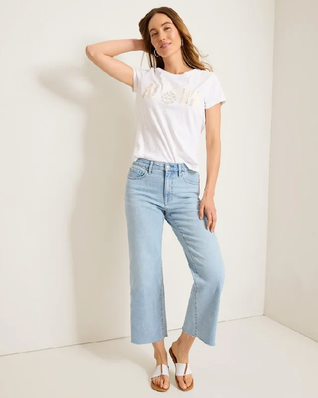 Knitted Design Tommy Bahama High-Rise Cropped Wide Leg Jeans Crystal Coast