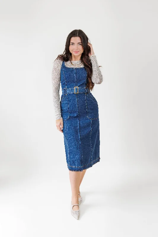 French Retro STEVIE MIDI DENIM DRESS