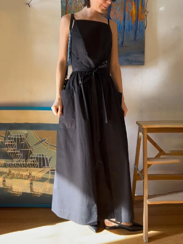 Comfortable down Unique Side Slit Charming Lace-Up Pocket Vest Dress