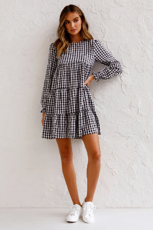 Dessert Matching Urika Cotton Blend Plaid Babydoll Dress - FINAL SALE