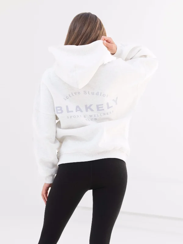European And American Style Active Studios Oversized Hoodie - Marl White & Light Violet