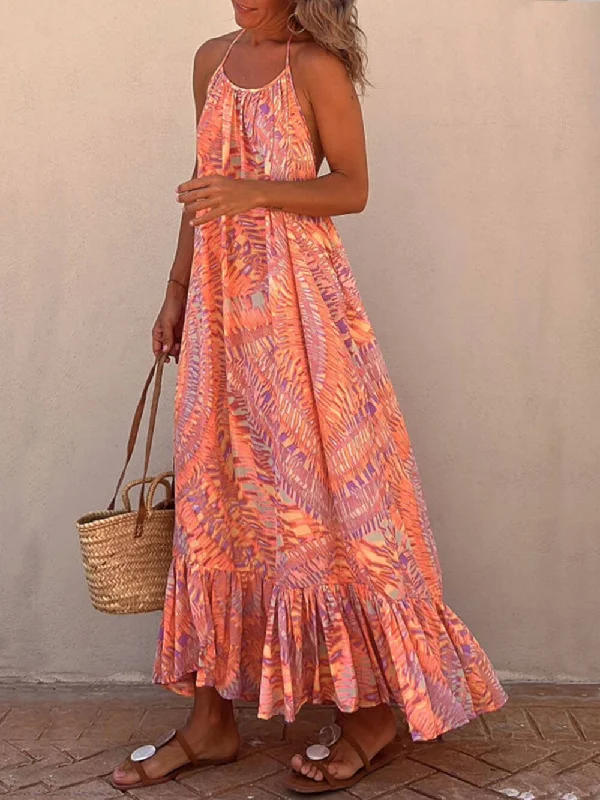 Multi-functional style Golden Times Ethnic Print Graceful A-line Vacation Maxi Dress Multi-functional style Golden Times Ethnic Print Graceful A-line Vacation Maxi Dress