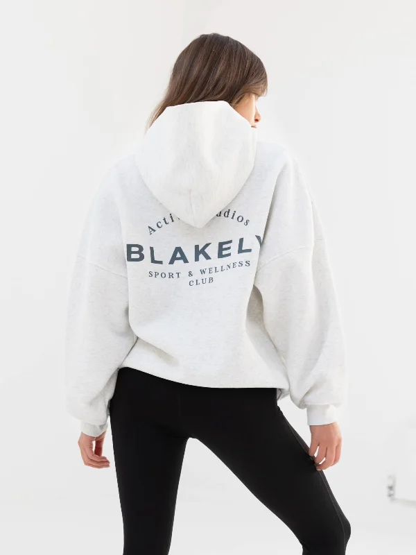 Street Charm Active Studios Oversized Hoodie - Marl White & Slate Blue