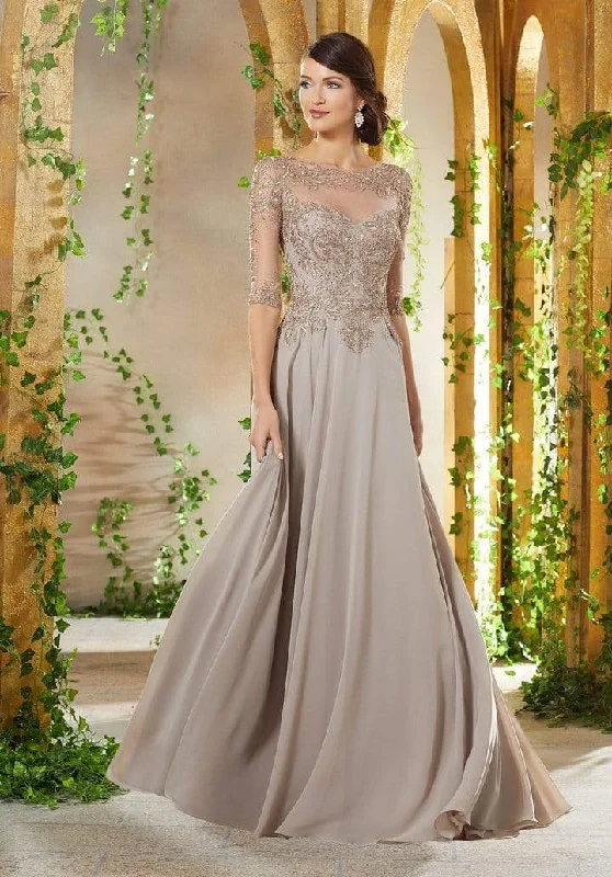 Urban Style MGNY By Mori Lee - Embroidered Illusion Chiffon A-line Evening Dress 71908SC