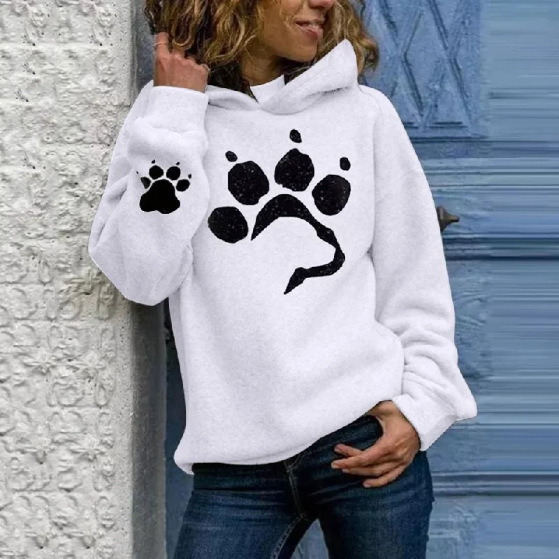 Free And Casual DressBetty - Dog Paw Print Hoodies