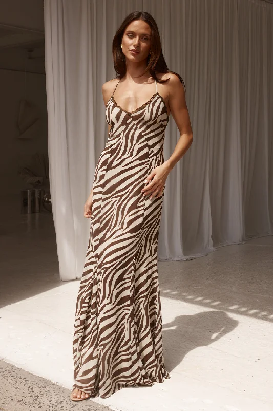 Sweet breath AMINAH MAXI DRESS - ZEBRA CHOCOLATE