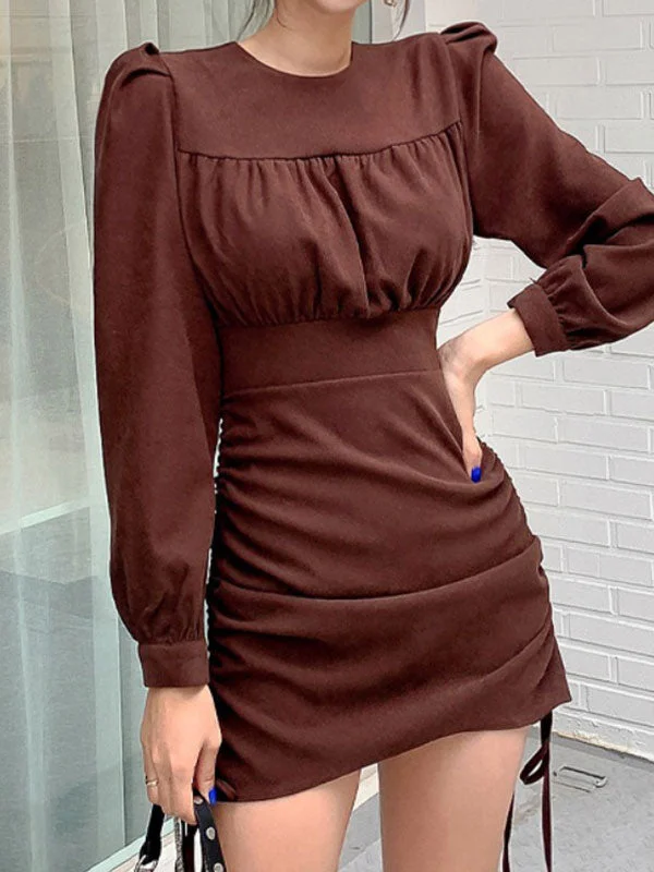 British Fashion Ruched Drapey Casual Trendy Straight Leg Pants