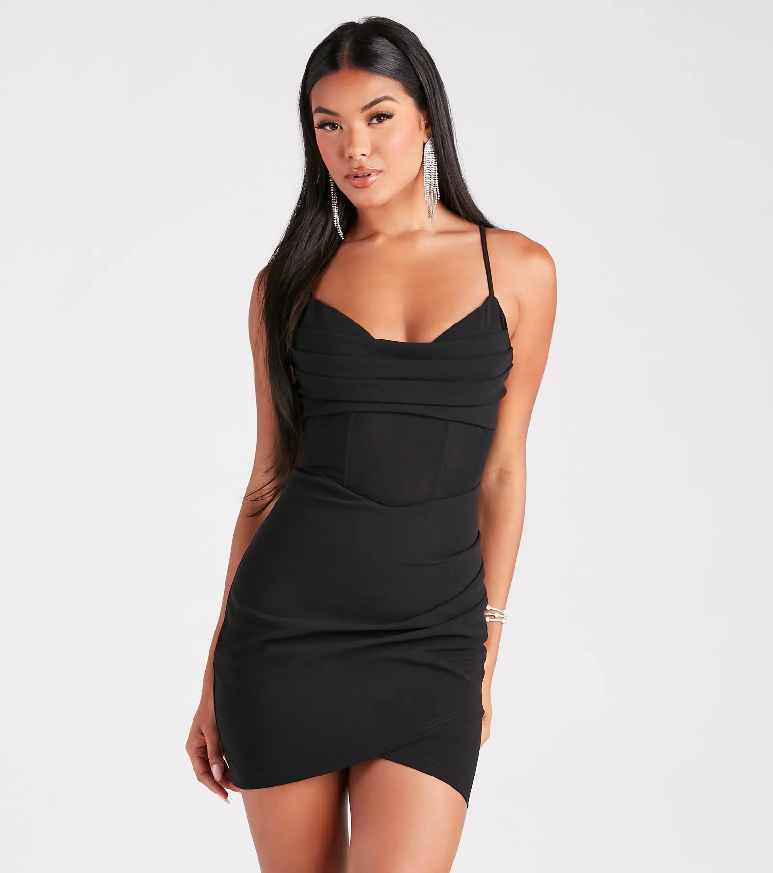 End Of The Year Daring To Be Bold Crepe Bodycon Wrap Dress