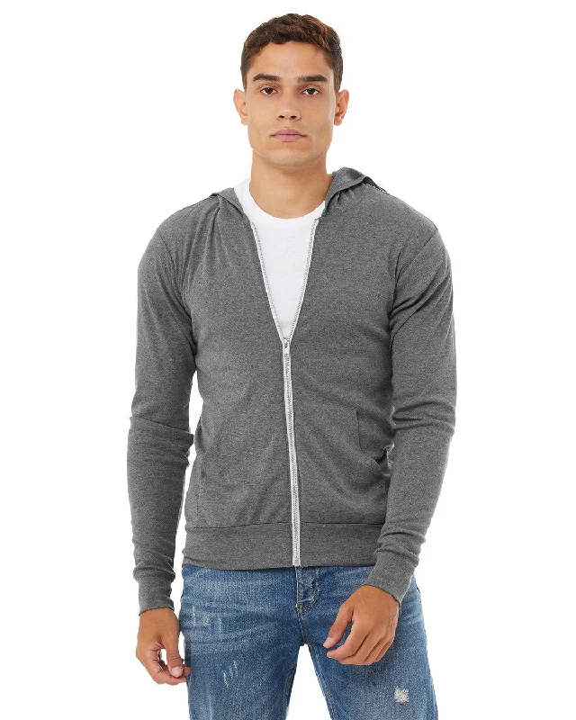 Simple Style Bella + Canvas 3939 Unisex Triblend Full-Zip Lightweight Hoodie